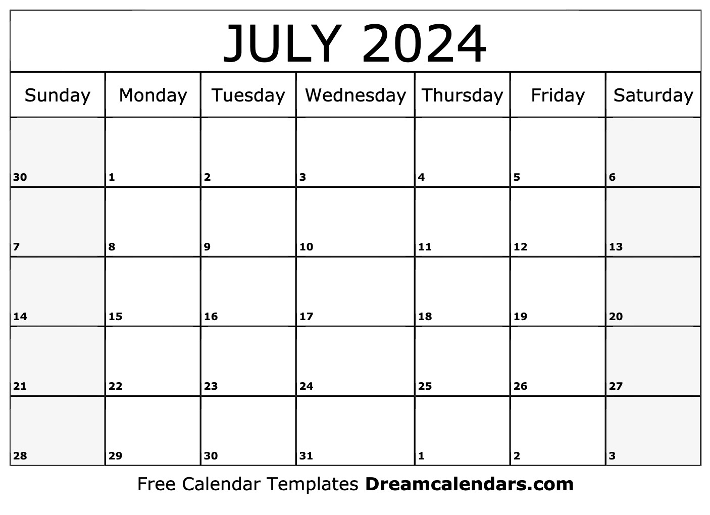 July 2024 Calendar - Free Printable With Holidays And Observances | 21 July 2024 Calendar Printable