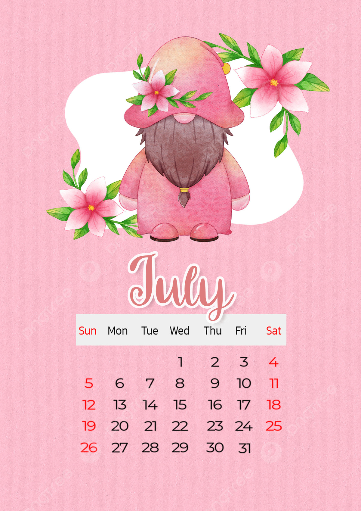 July 2024 Calendar In Multicolored Cartoon Style Template Download | Calendar 2024