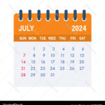 July 2024 Calendar Leaf In Flat Royalty Free Vector Image | July 2024 Calendar Vector