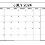 July 2024 Calendar Printable Templates With Holidays | Blank Calendar Template July 2024 Printable