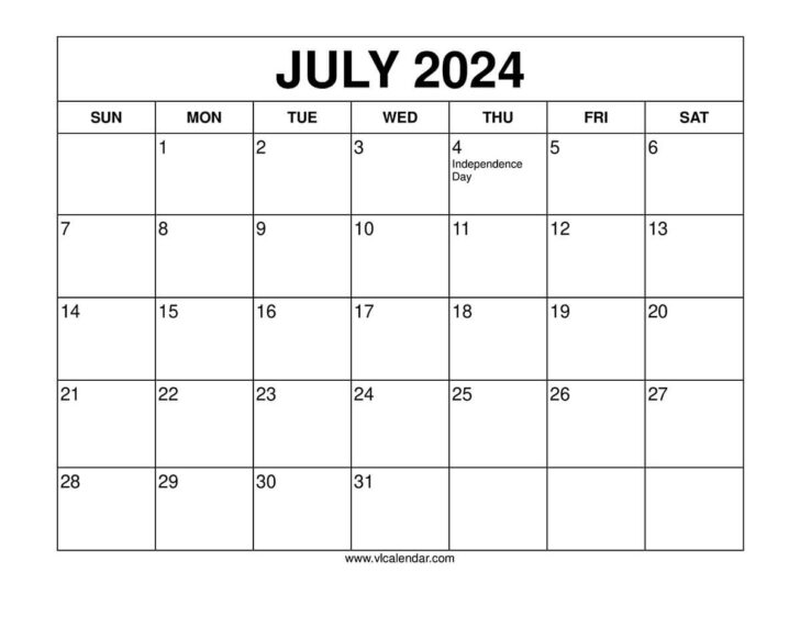 July Calendar Template Printable 2024 | Calendar 2024