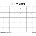 July 2024 Calendar Printable Templates With Holidays | Downloadable July 2024 Calendar