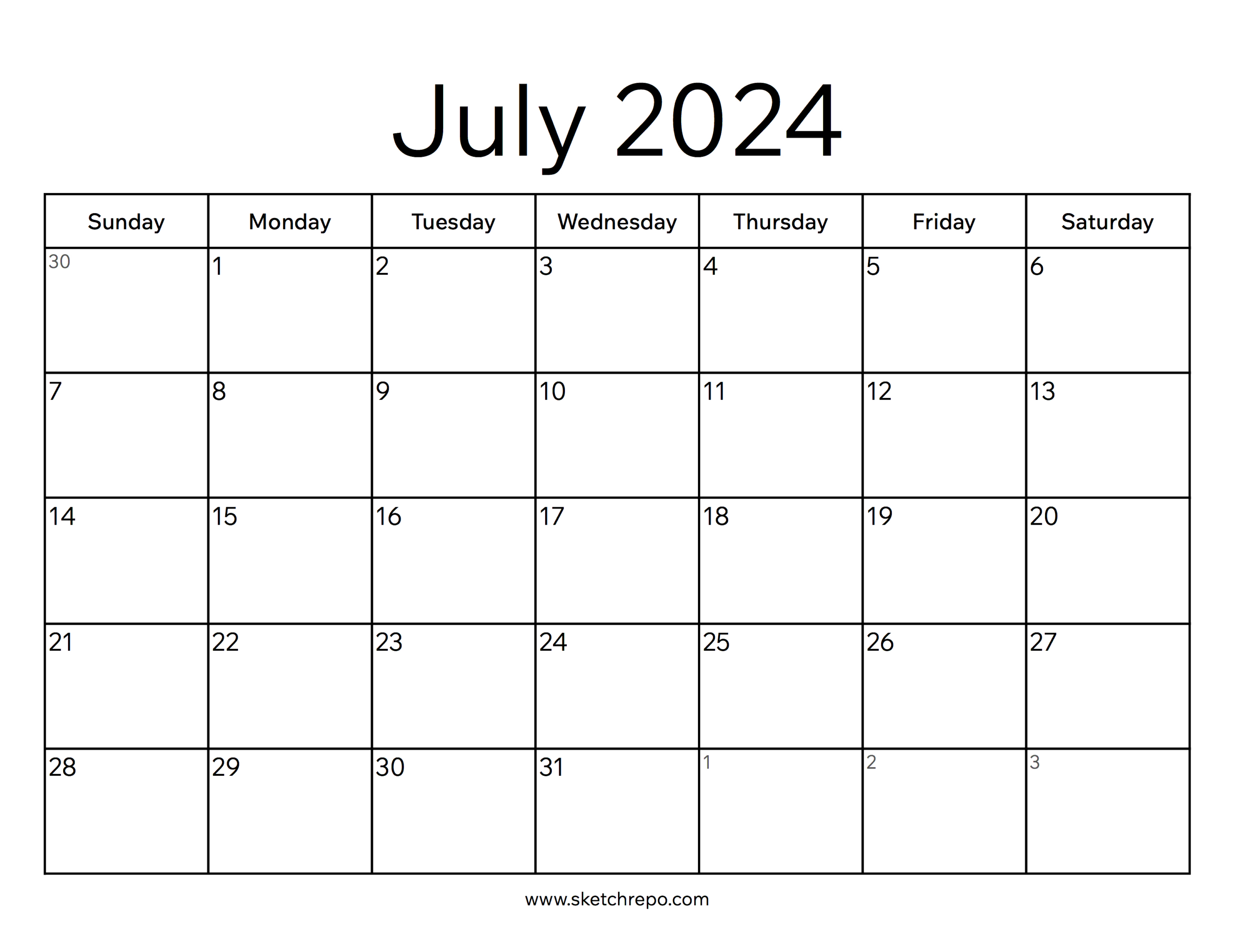 July 2024 Calendar – Sketch Repo | Calendar 2024