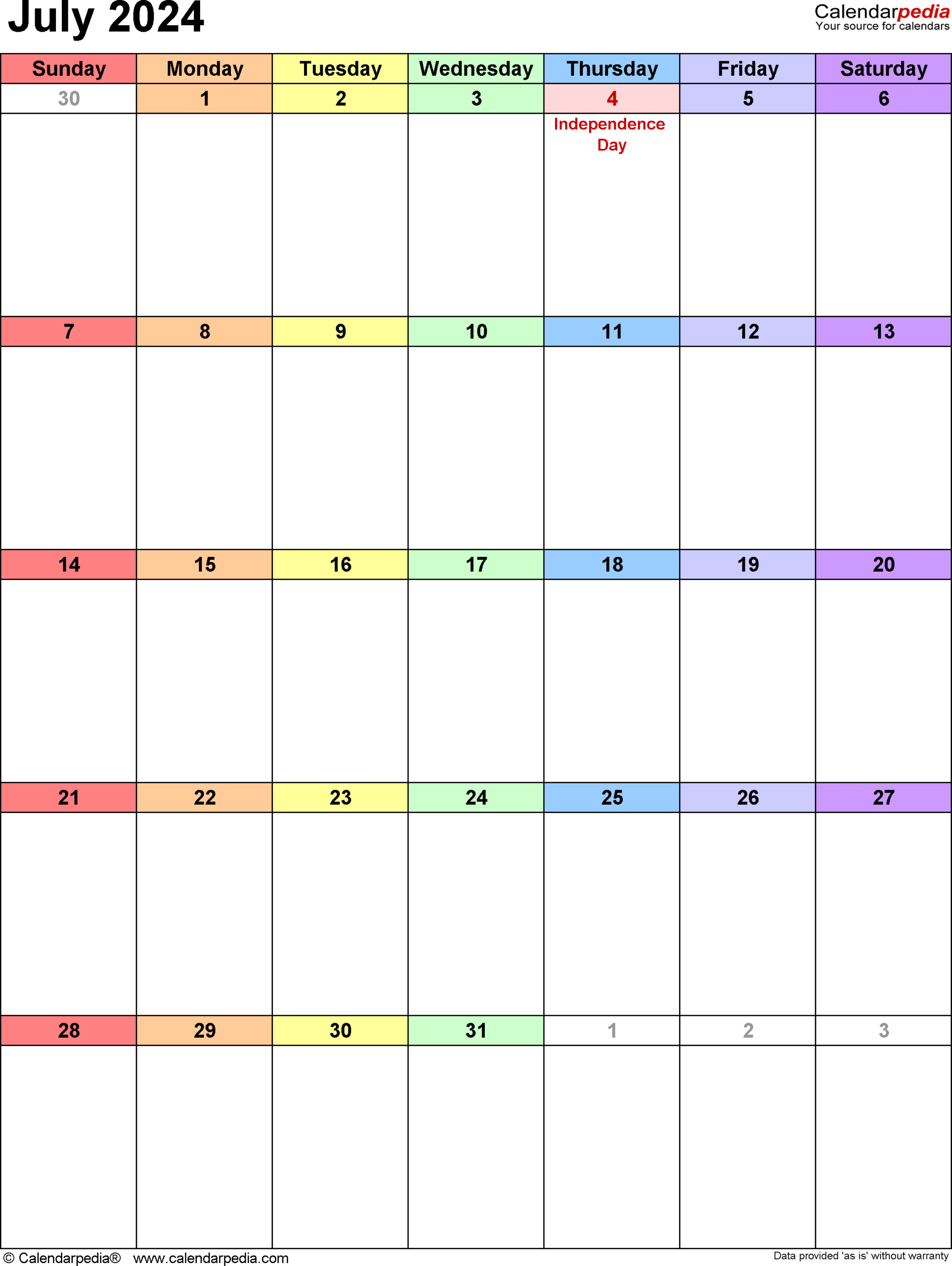 July 2024 Calendar | Templates For Word, Excel And Pdf | Calendar 2024