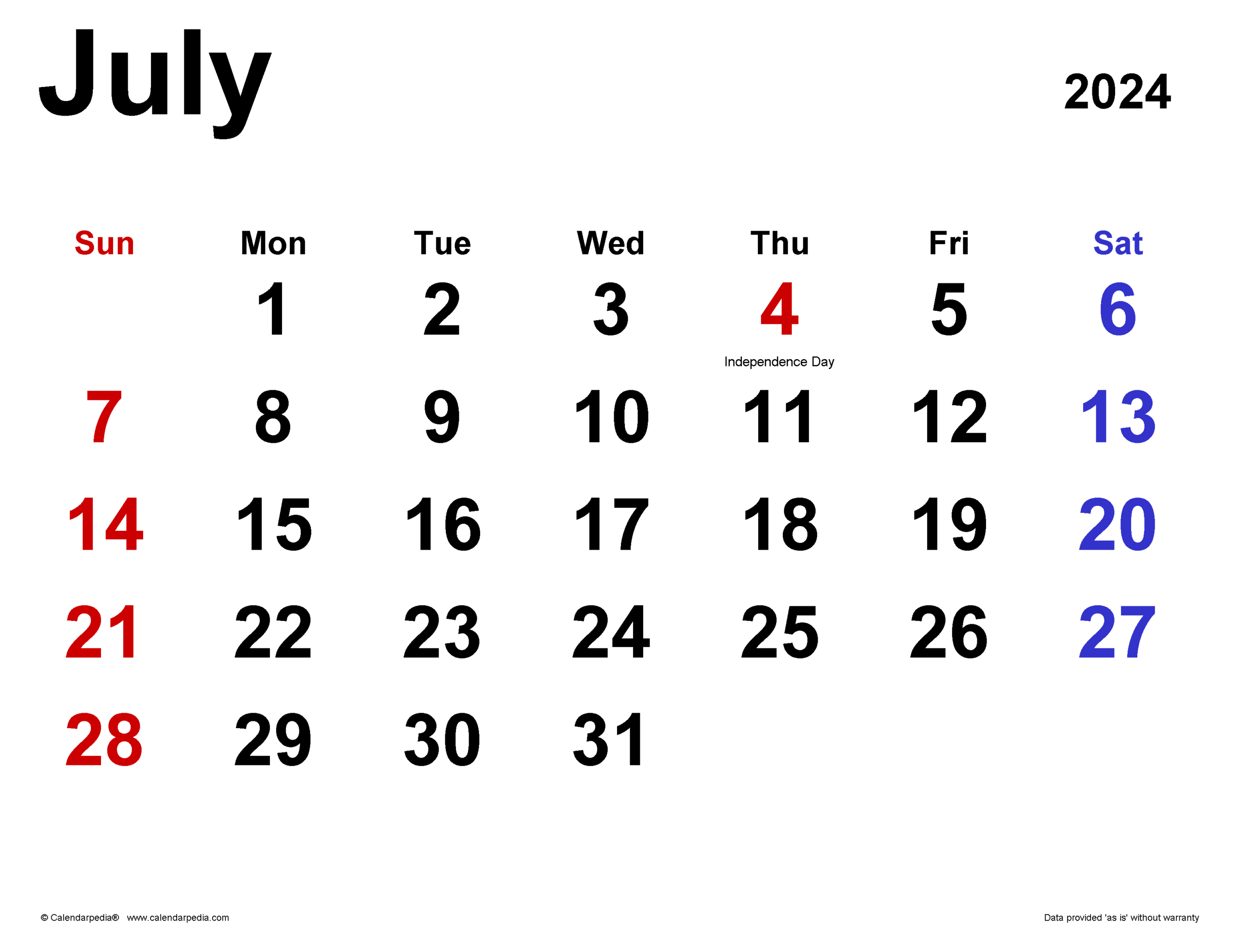 July 2024 Calendar | Templates For Word, Excel And Pdf | Calendar 2024