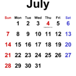 July 2024 Calendar | Templates For Word, Excel And Pdf | Tax Calendar July 2024