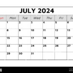 July 2024 Calendar. Vector Illustration. Monthly Planning For Your | July Calendar 2024 Events