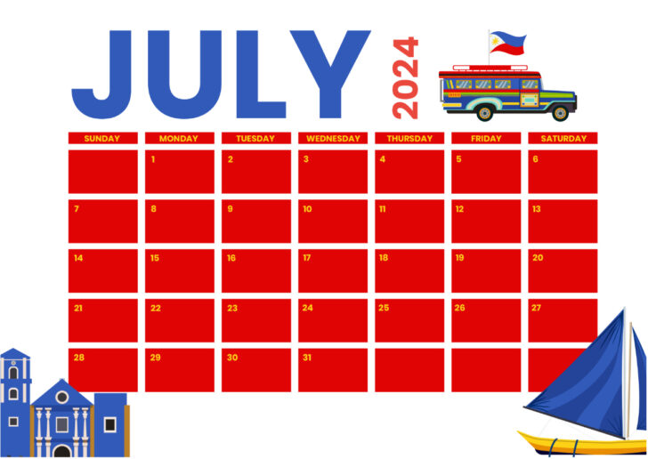 Philippine Calendar July 2024 | Calendar 2024