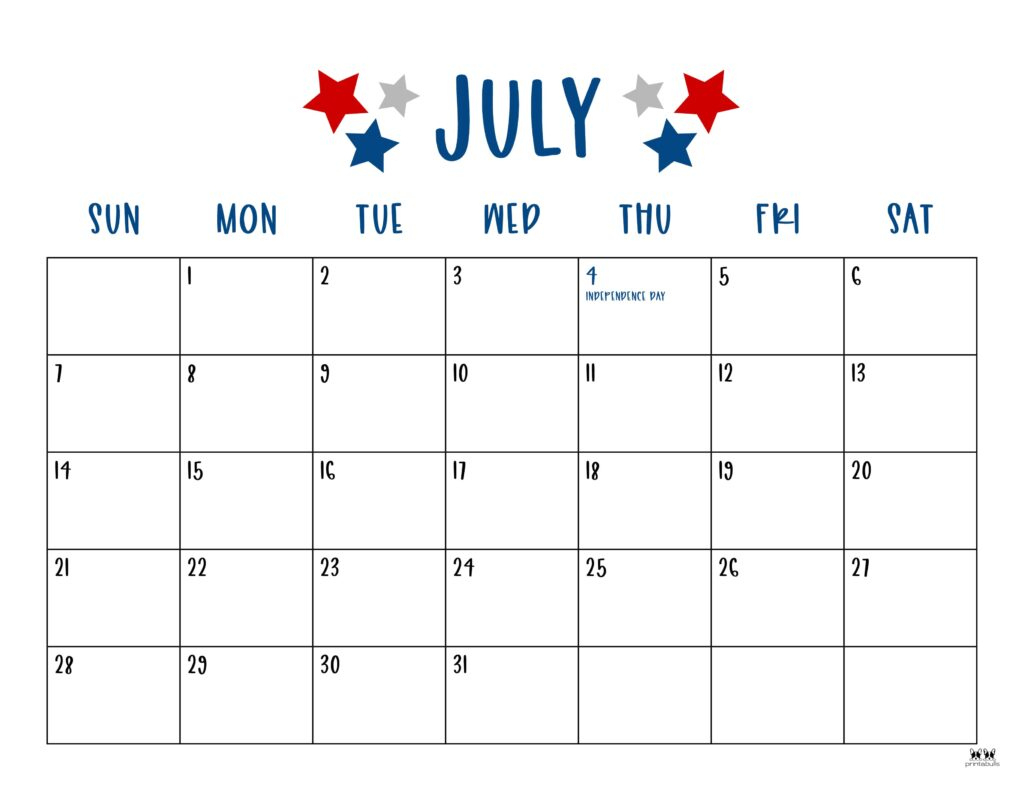 July 2024 Calendars - 50 Free Printables | Printabulls | Free Editable July Calendar 2024