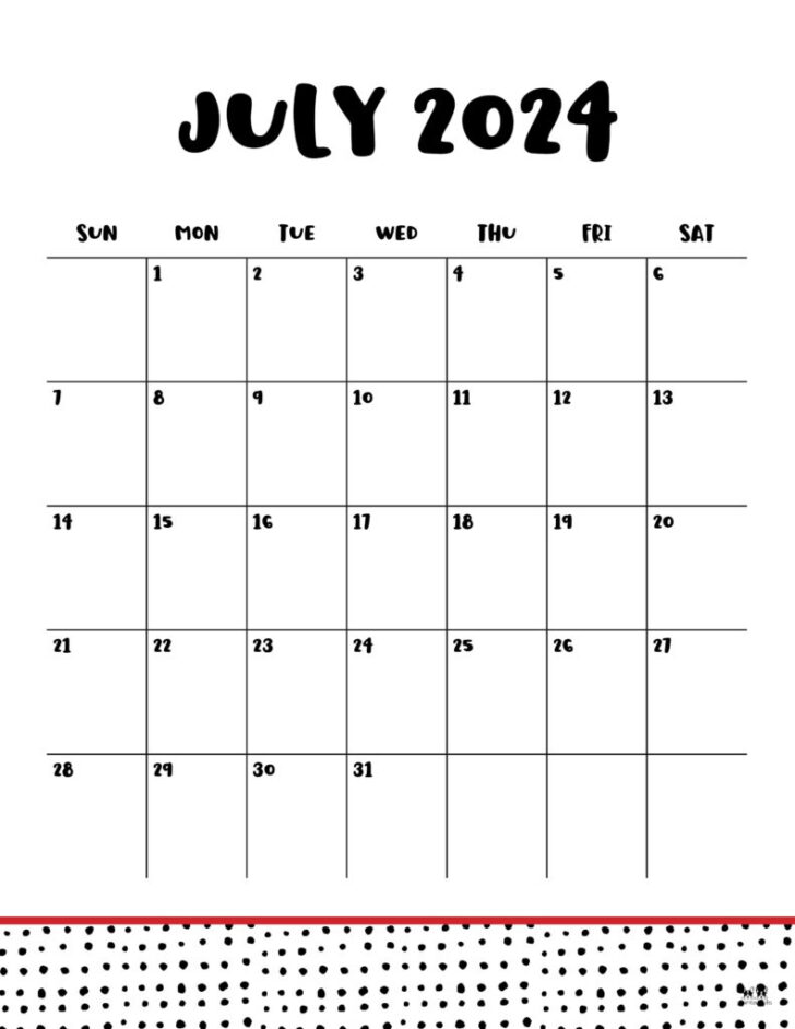 July 2024 Printable Calendar Portrait | Calendar 2024