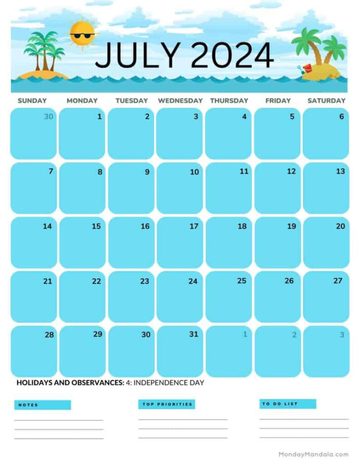 July 2024 Calendar Vertical | Calendar 2024