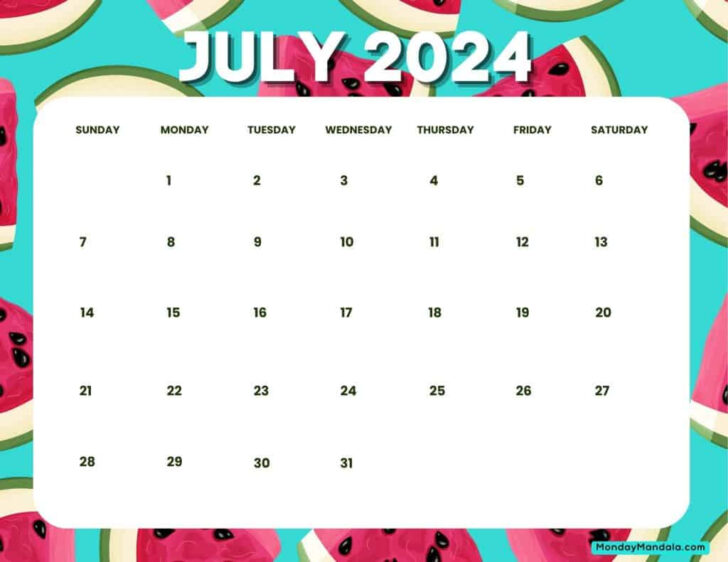 July 2024 Calendar Colorful | Calendar 2024