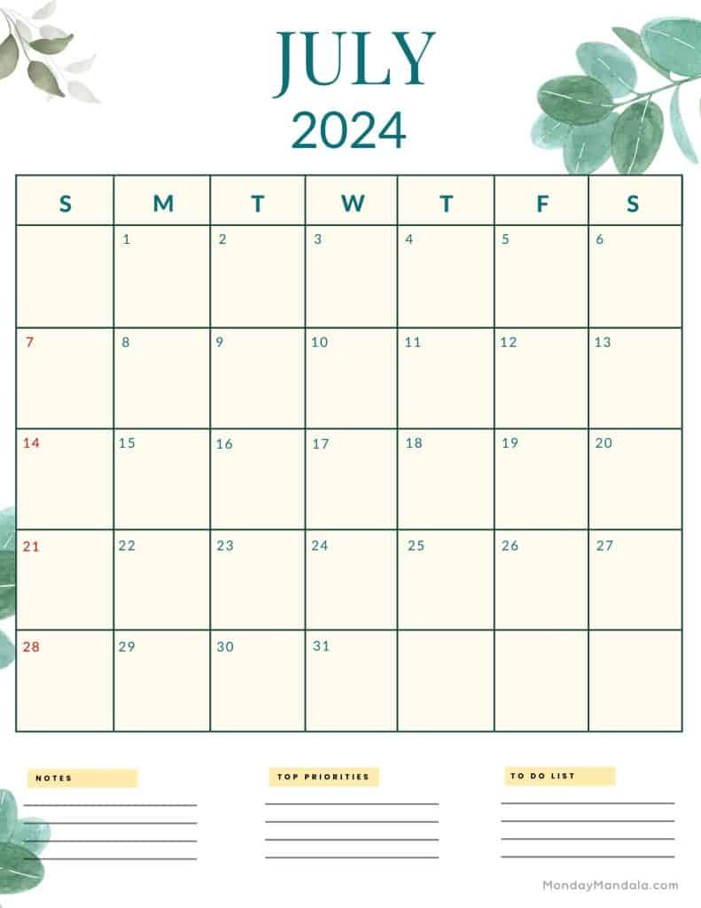 July 2024 Calendars (52 Free Pdf Printables) | Calendar 2024