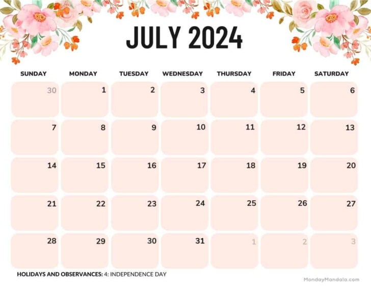 July 2024 Calendar Landscape | Calendar 2024