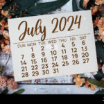 July 2024 Monthly Calendar With Flower Bouquet Decoration On | July Calendar 2024 Background