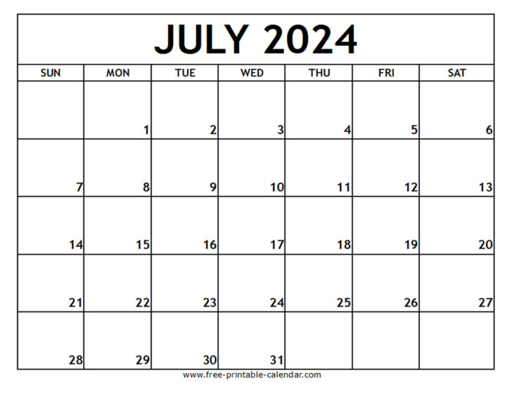 14th July 2024 Calendar Printable | Calendar 2024