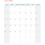 July 2024 Printable Calendar With Word   Agendrix |  Calendar 2024