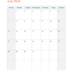 July 2024 Printable Calendar With Word   Agendrix | July 2024 Calendar Printable Word