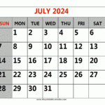 July 2024 Printable Calendars | 3 July 2024 Calendar Printable