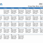 July 2024 Sunrise And Sunset Calendar For Chicago Ridge (Pdf | Chicago Calendar July 2024