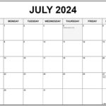 July 2024 With Holidays Calendar |  Calendar 2024