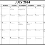 July 2024 With Holidays Calendar | Holiday Calendar For July 2024