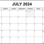 July 2024 With Holidays Calendar | July 2024 Calendar With Holidays Printable Free