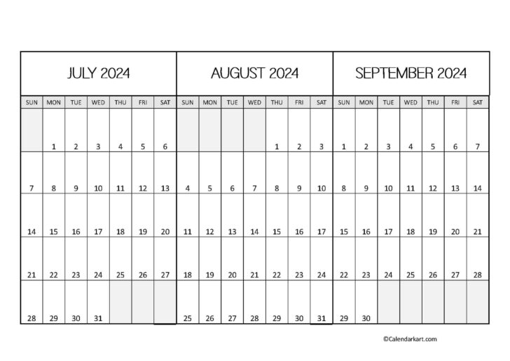 July August September 2024 Calendar Printable | Calendar 2024