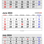 June 2024 Calendar | Templates For Word, Excel And Pdf | Free Printable Calendar May June July 2024