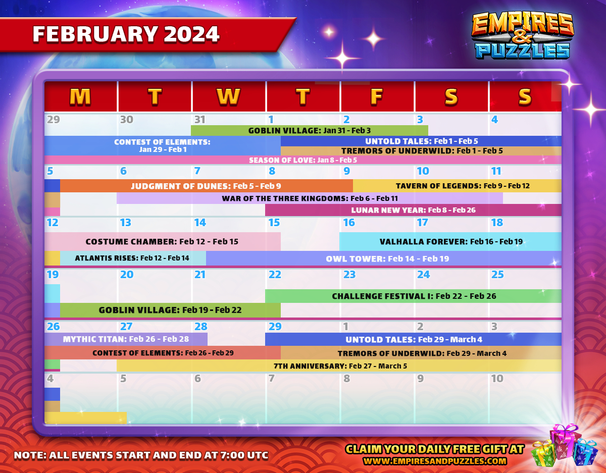 Latest News | Empires &amp;amp; Puzzles | Empires &amp;amp; Puzzles | July 2024 Calendar Empires And Puzzles