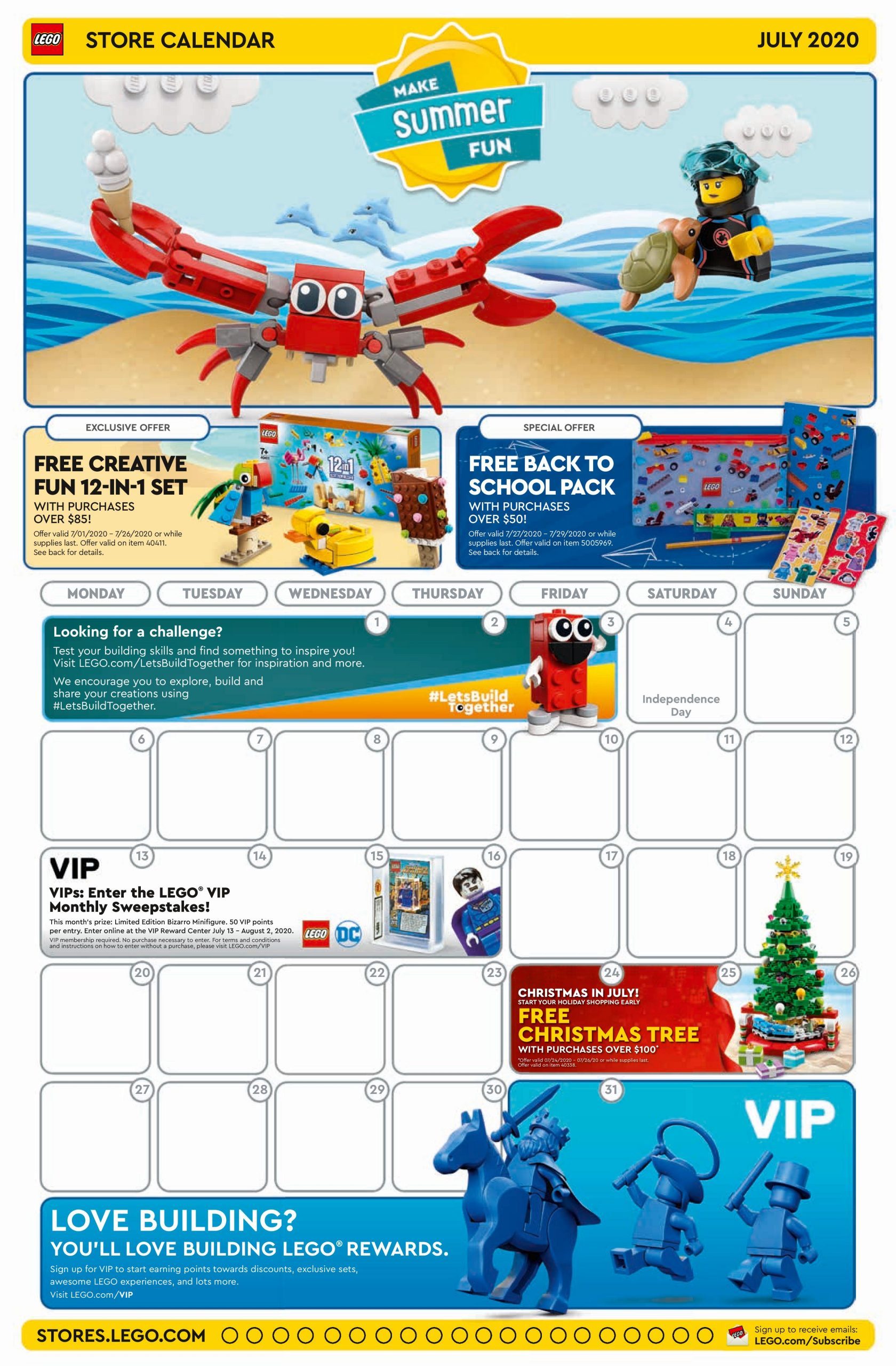 Lego July 2020 Store Calendar Promotions &amp;amp; Events - The Brick Fan | Lego Store Calendar July 2024