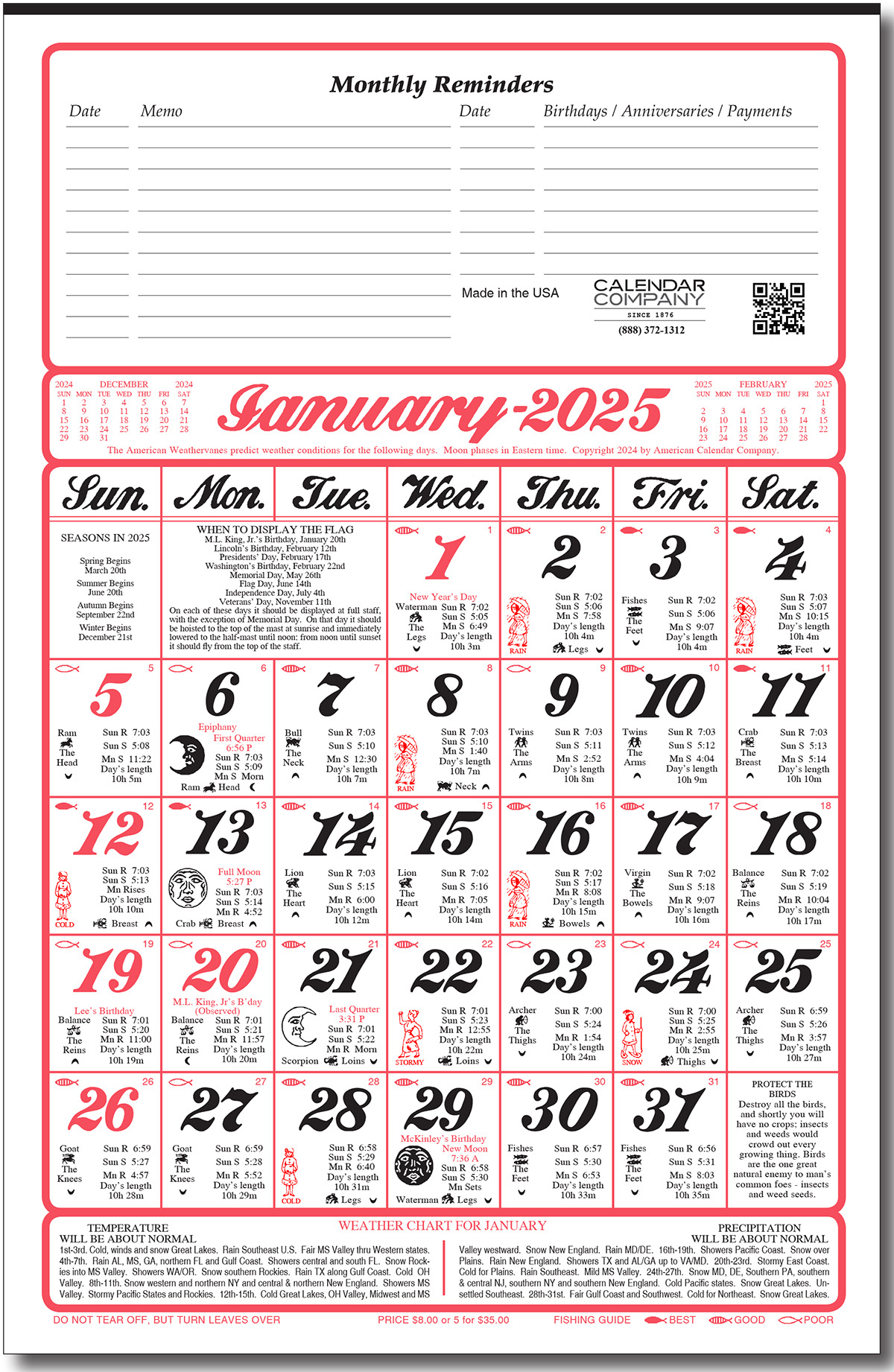 Original Almanac Calendar For Farmers - Gardening &amp;amp; Fishing Tips | Calendar 2024