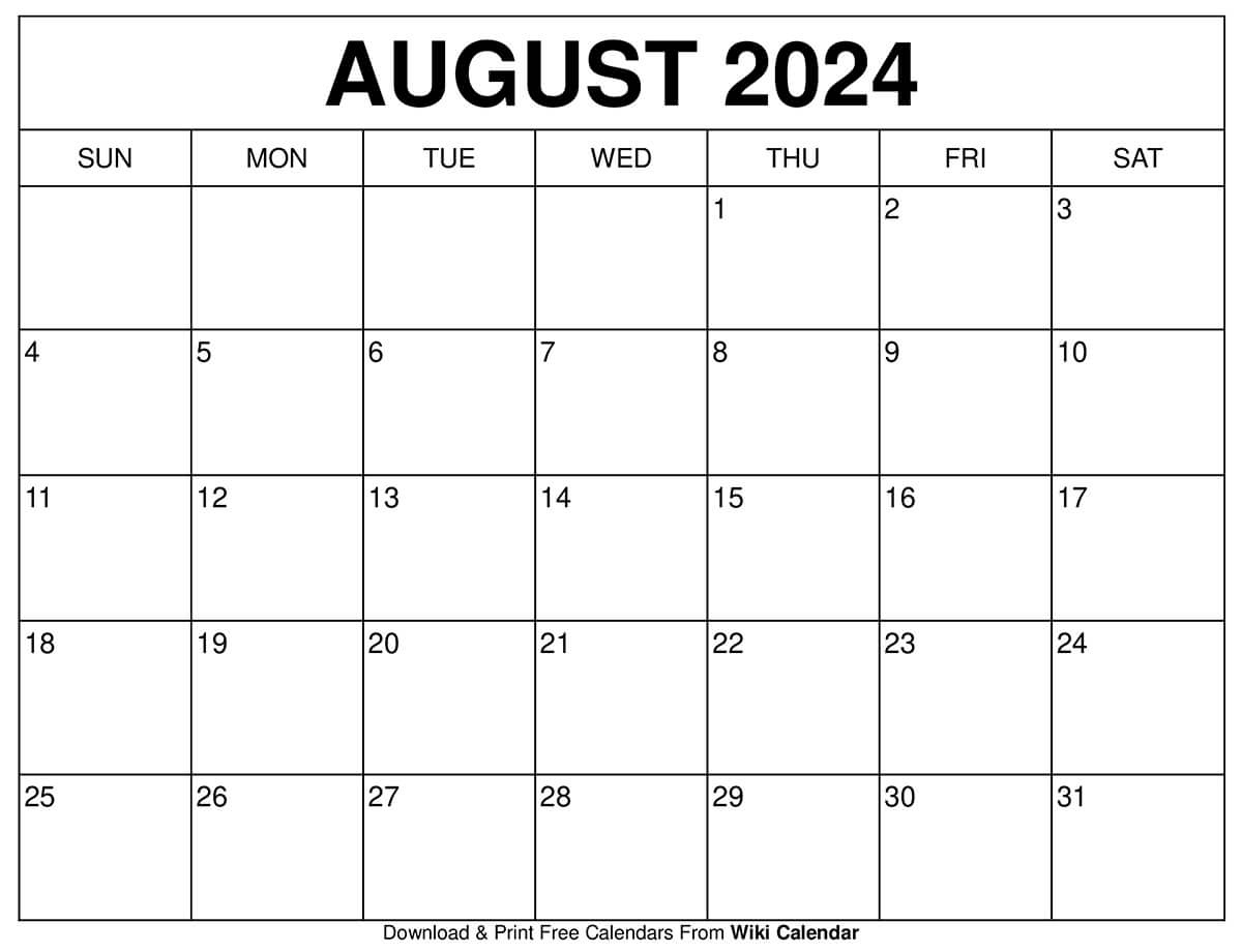 Printable August 2024 Calendar Templates With Holidays | Free June July August 2024 Calendar