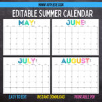 Printable Editable Summer Calendar June, July, August Calendar | June 2024  | July 2024 | August 2024 | Summer Planner | Summer Calendar June July August 2024