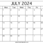 Printable July 2024 Calendar | 18 July 2024 Calendar Printable