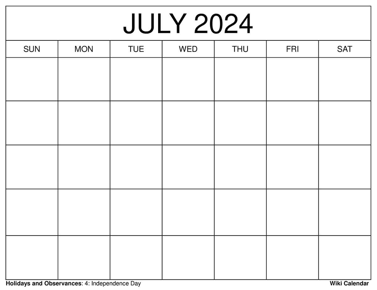 Printable July 2024 Calendar Templates With Holidays | Daily Calendar 2024 July