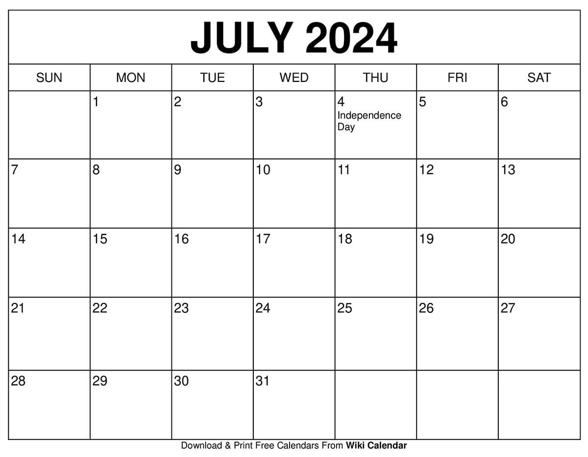 Printable July 2024 Calendar Templates With Holidays | Weather Calendar For July 2024