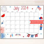 Printable July 2024 Wall Calendar, Editable Classroom Calendar | Editable Calendar Template July 2024