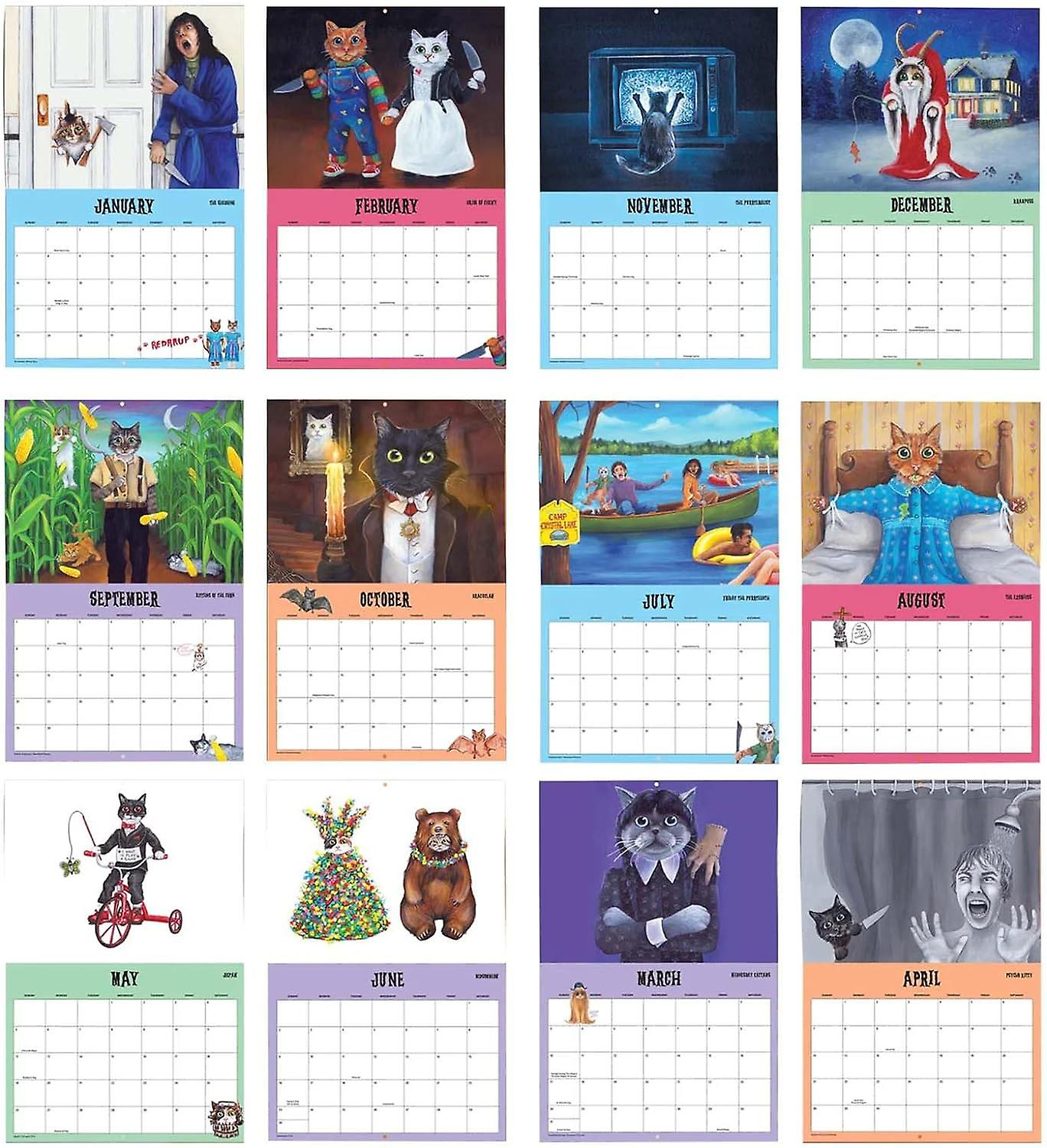 Scaredy Cats Calendar 2024 Funny Cats Wall Calendar 2024 Scaredy | July Movie Calendar 2024