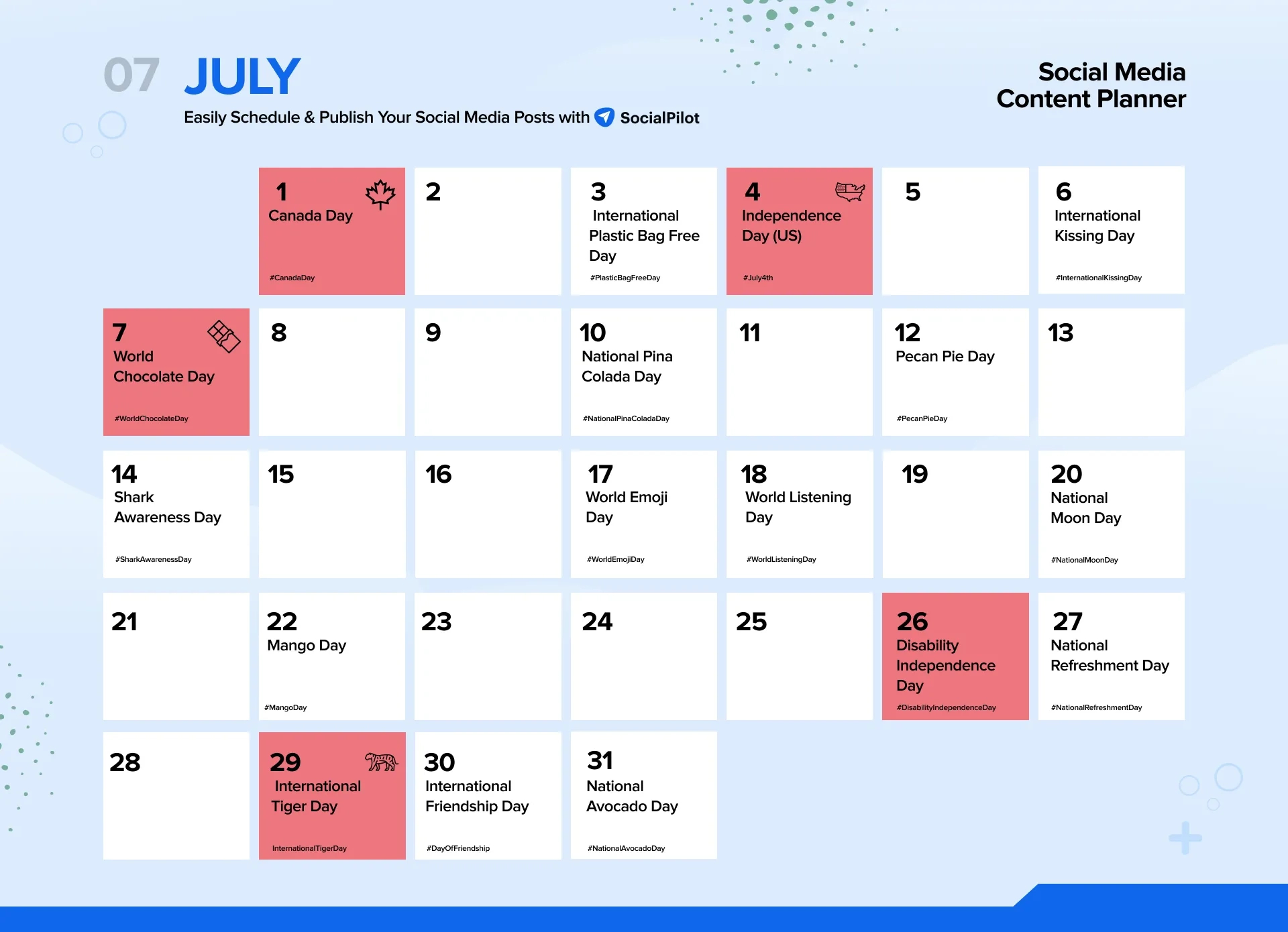 Social Media Holiday Calendar For 2024 | July 2024 Content Calendar