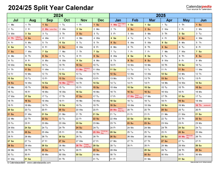 Calendar July 2024 – June 2025 Printable | Calendar 2024