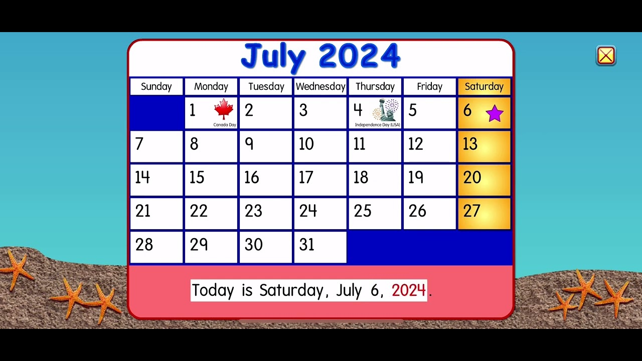 Starfall Calendar July 2024 | Calendar 2024 | Printable Calendar 2025