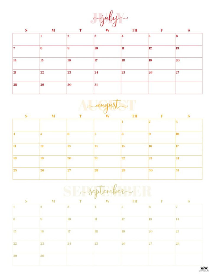 3 Month Calendar Printable June July August 2024 | Calendar 2024