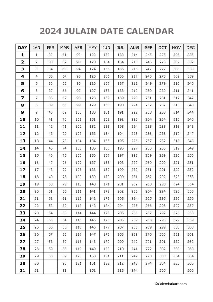 2024 Julian Calendar Printable Free Download | Calendar 2024 ...