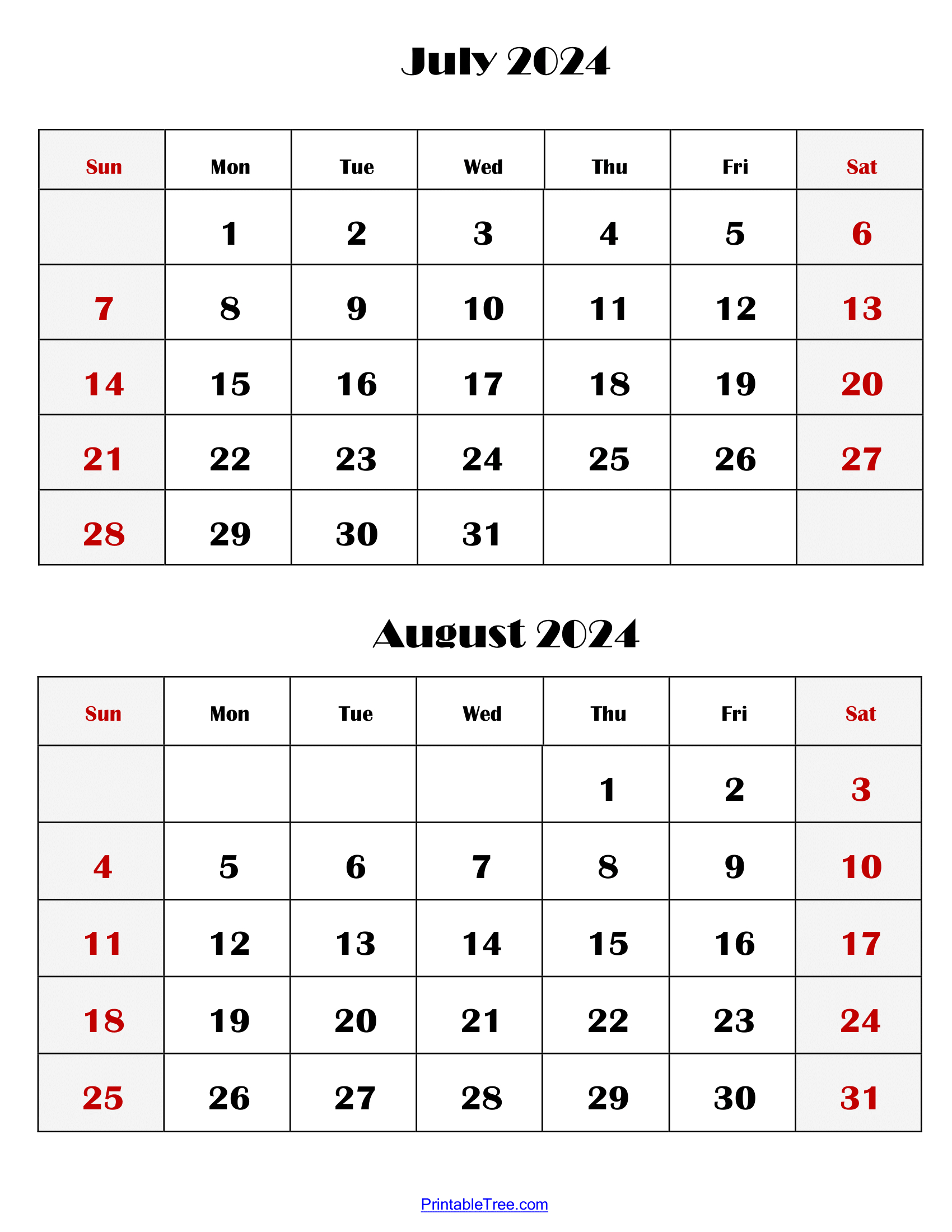 Two Months Calendar 2024 Printable Pdf | Double Month Calendar | Two Month Calendar July August 2024