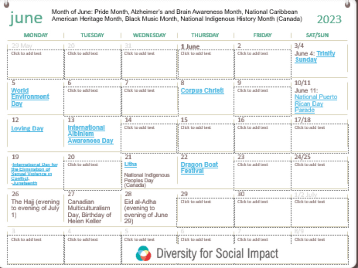 Diversity Calendar July 2024 | Calendar 2024