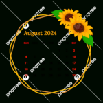 2024 August Month Calendar With Flower Frame Design Vector |  Calendar 2024