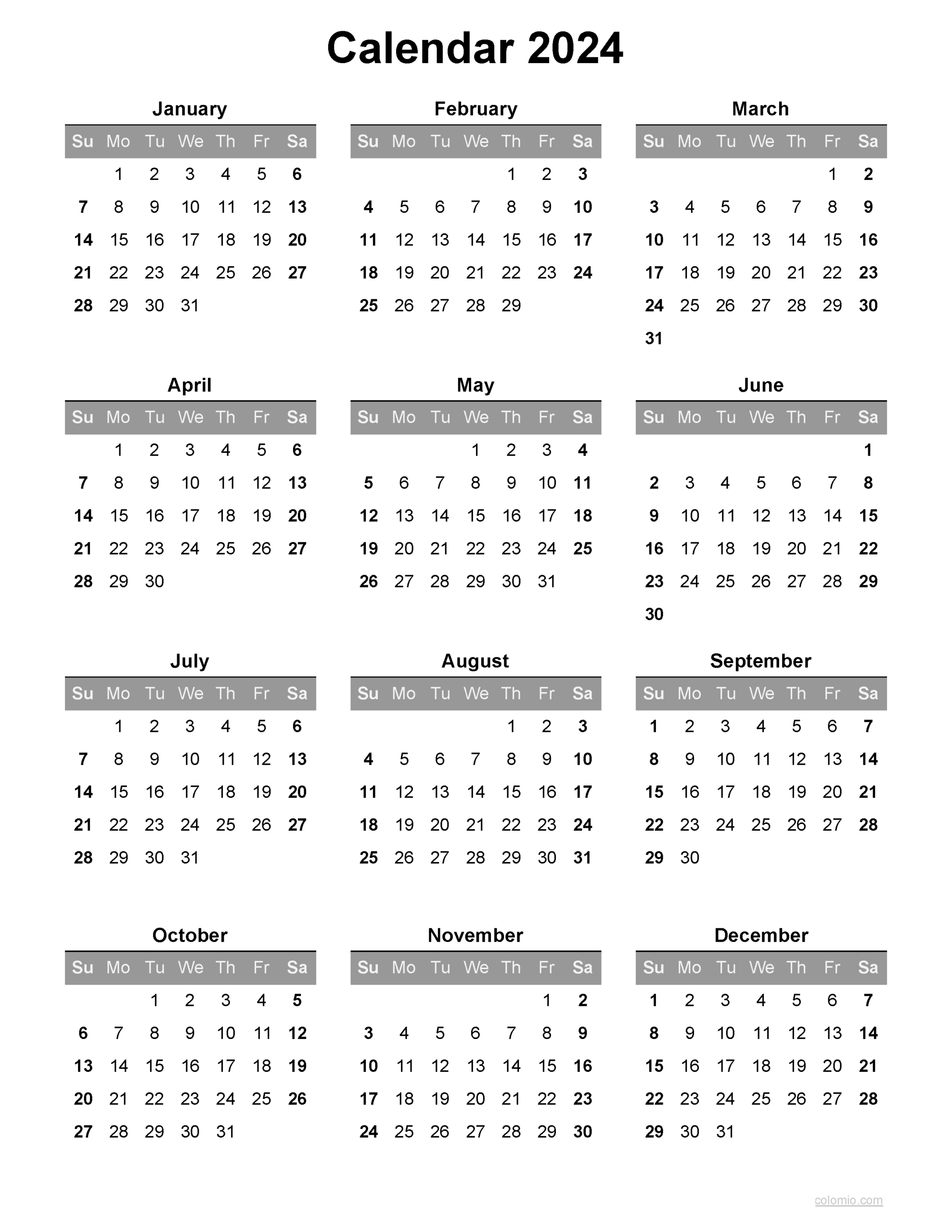 2024 Calendar, Monthly Calendars, With Calendar Maker ✓ Pdf | August to December 2024 Calendar Printable