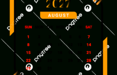 2027 August Month Calendar With Black And Yellow Vector, Monthly | August 2027 Calendar