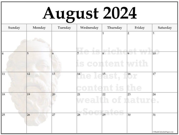 August 2024 Blank Printable Calendar | Calendar 2024